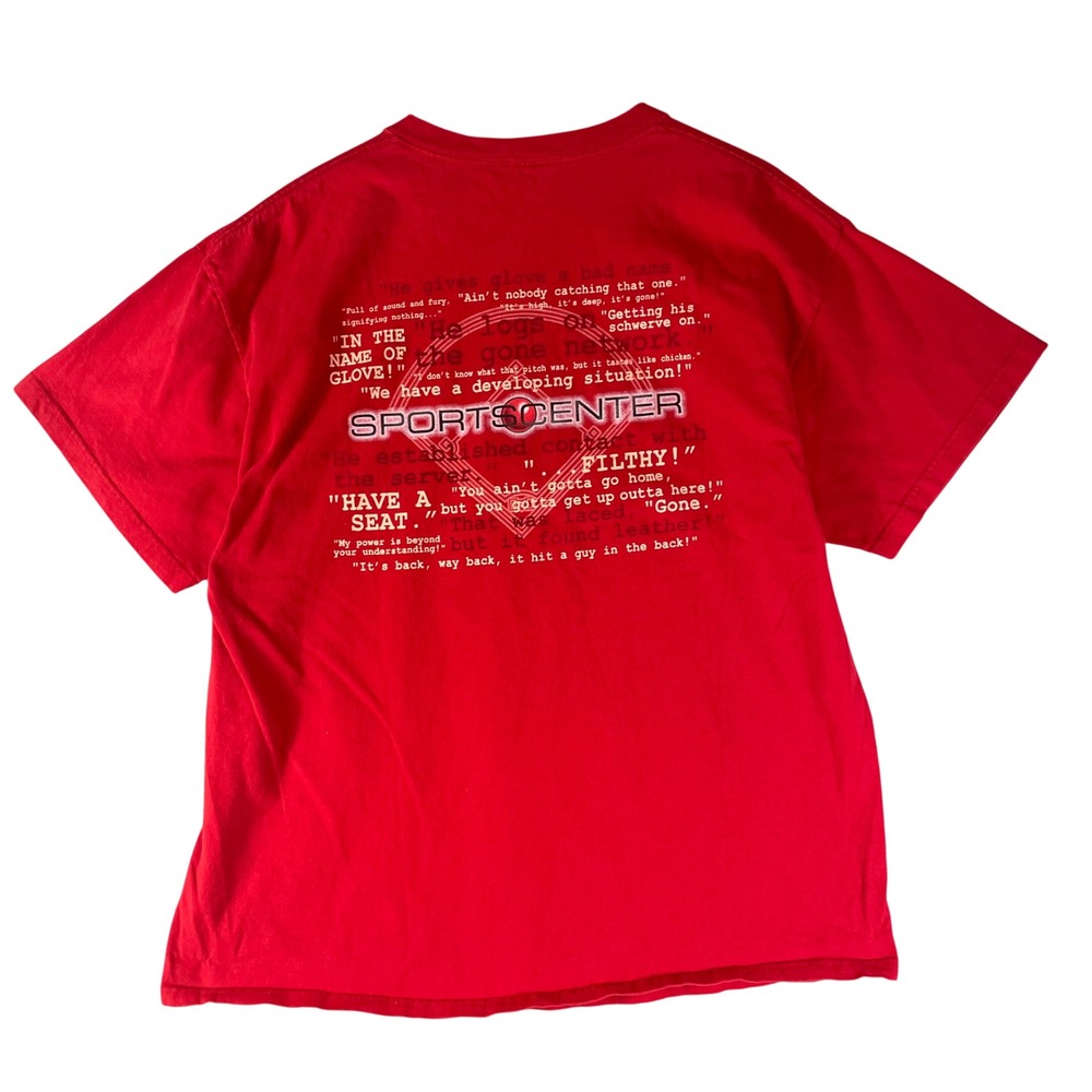 Vintage ESPN‎ SportsCenter T Shirt Mens XL Red Baseball Catchphrases Graphic Tee